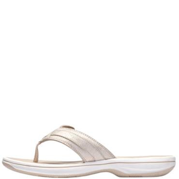 CLARKS WOMENS FLAT STRAP SANDAL - GOLD